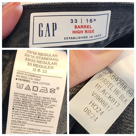 GAP Barrel Jeans Black High Rise Rigid Denim Women's Size 16 - Picture 3 of 16